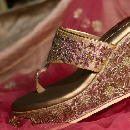 Golden Wedge Heels for Bride