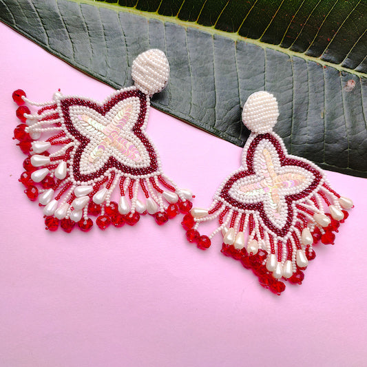 Red long earrings for occasions