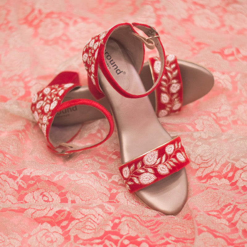 Bridal trousseau sandals in red colour