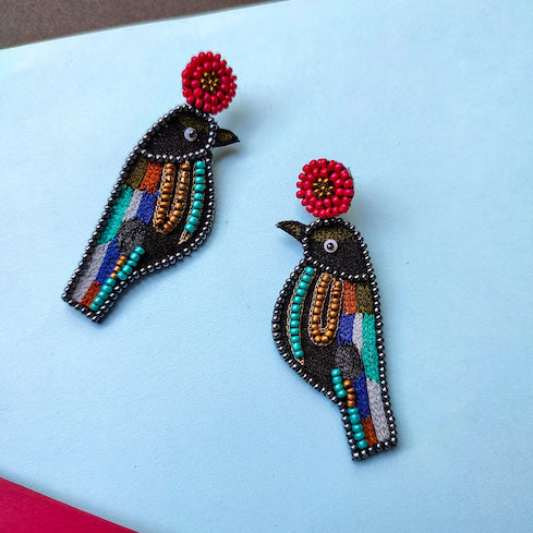 Cute hand-embroidered earrings for girls