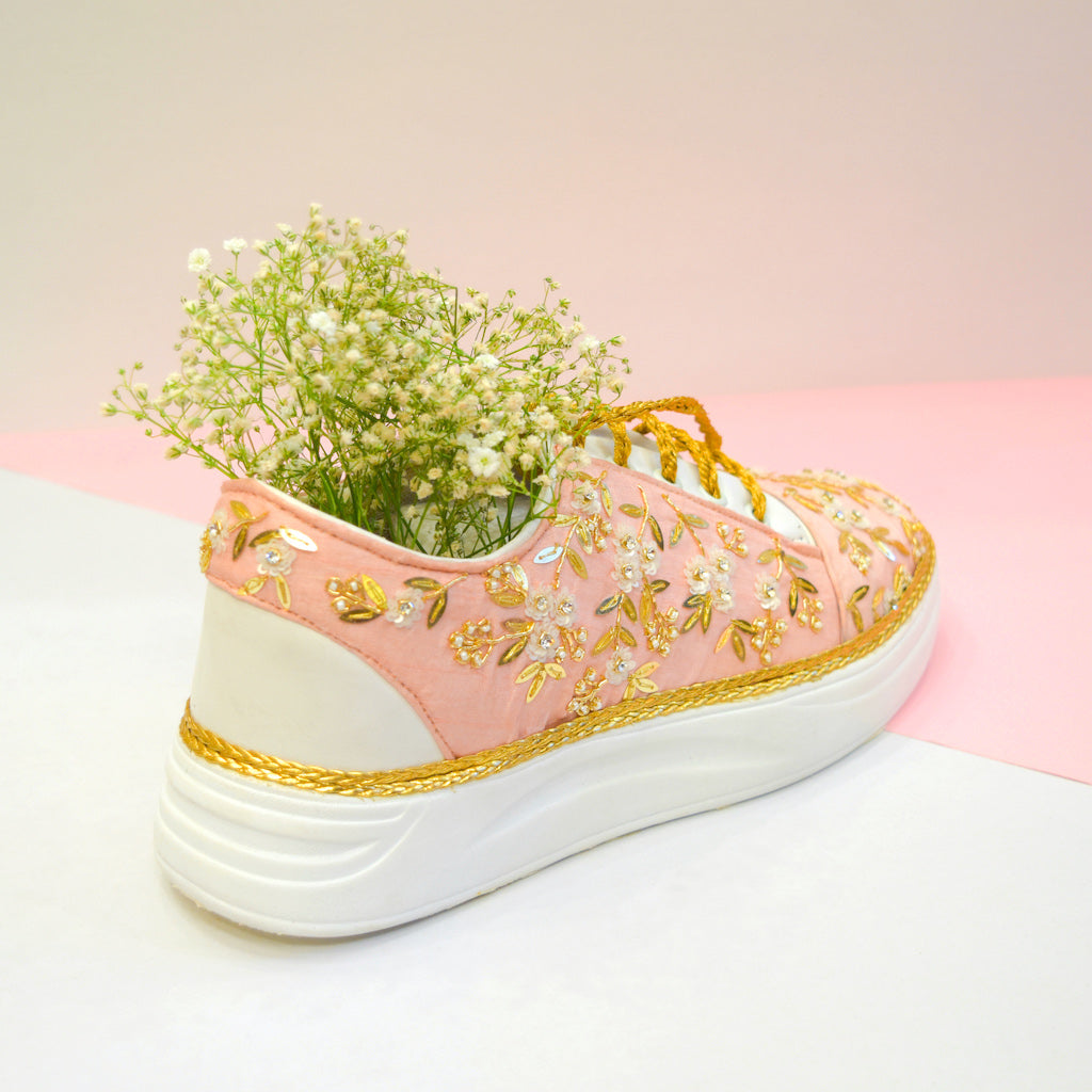 Bridal Sneakers with Quirky Hand Embroidery