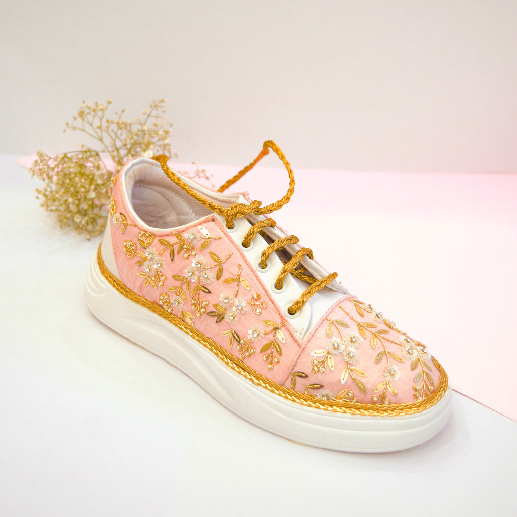 Hand stitched sneakers for Brides to Be