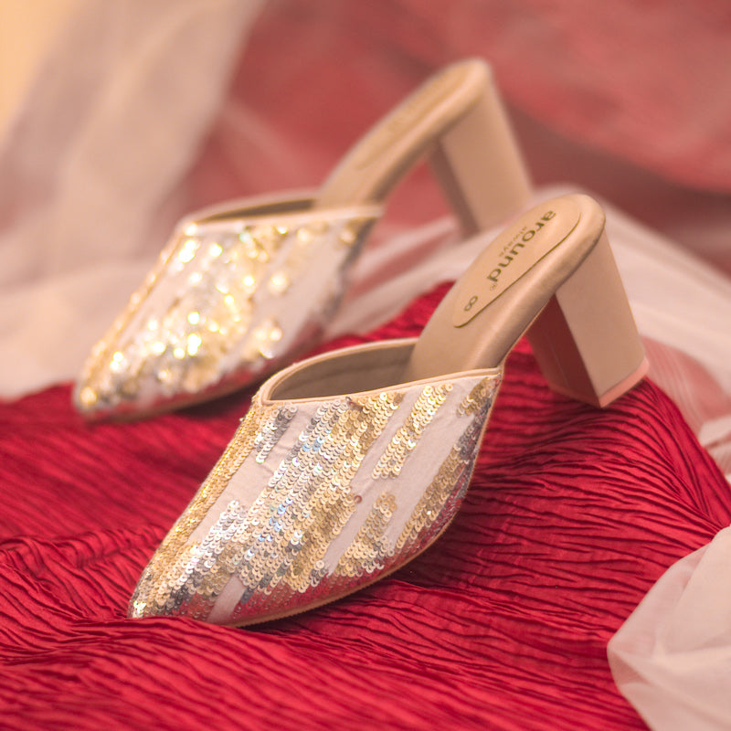 Golden silver heels for parties and festivities