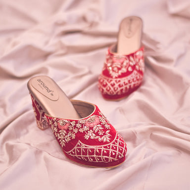 Hand embroidered red sandals