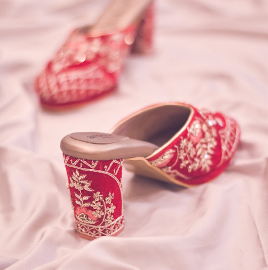 Designer sandals for red lehenga
