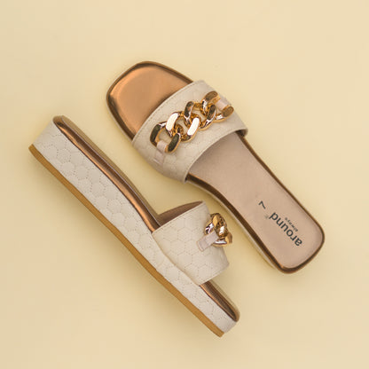 Eva Sandals | Golden Chain Platform Heels