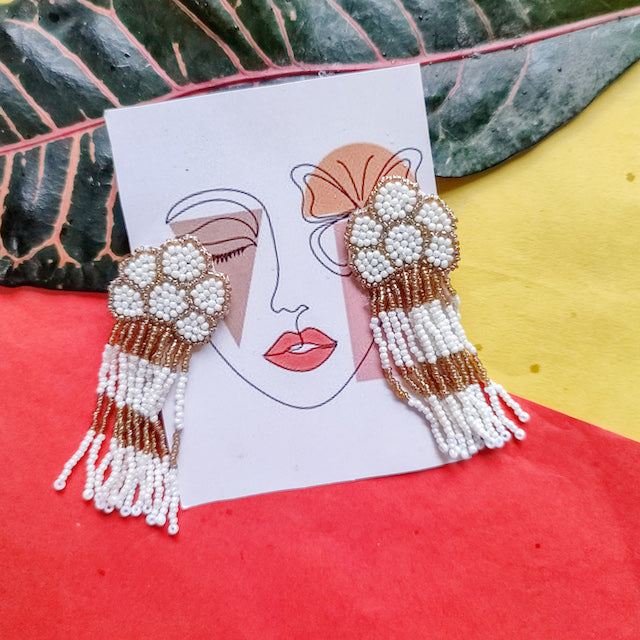 Flower Pattern Earrings with Latkan
