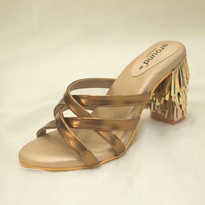 Thin multi strap sandals for women in golden colour