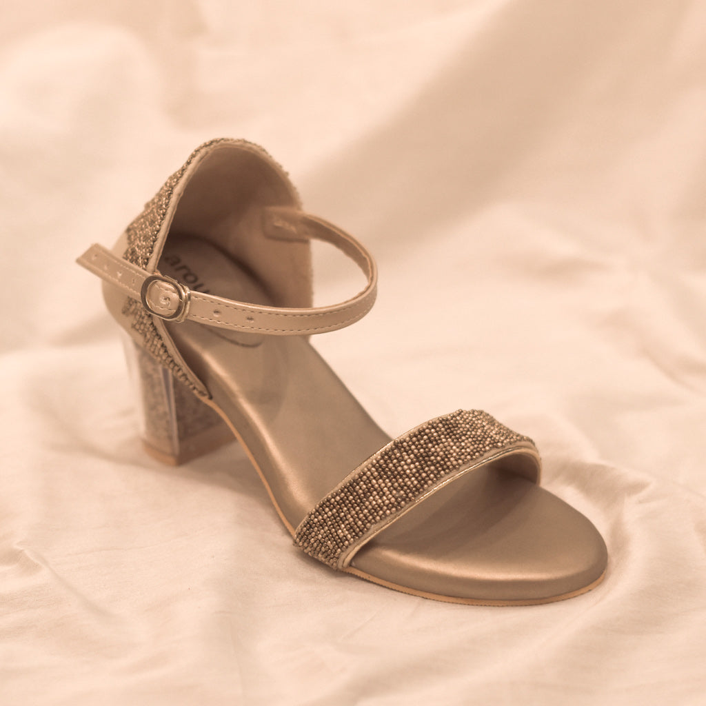 Glitter Velvet Clear High Heel Platform Sandal Bow Women's - 6 / Nude -  Walmart.com