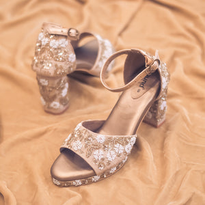 Golden Embroidered sandals for Sangeet