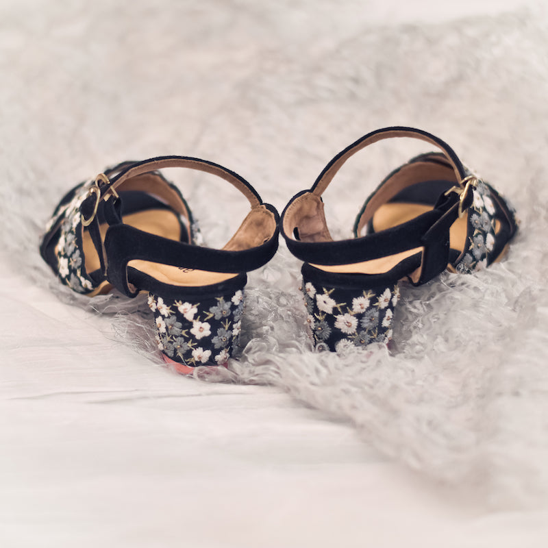 Kajal Sandals Stylish Ethnic Velvet Heels – aroundalways