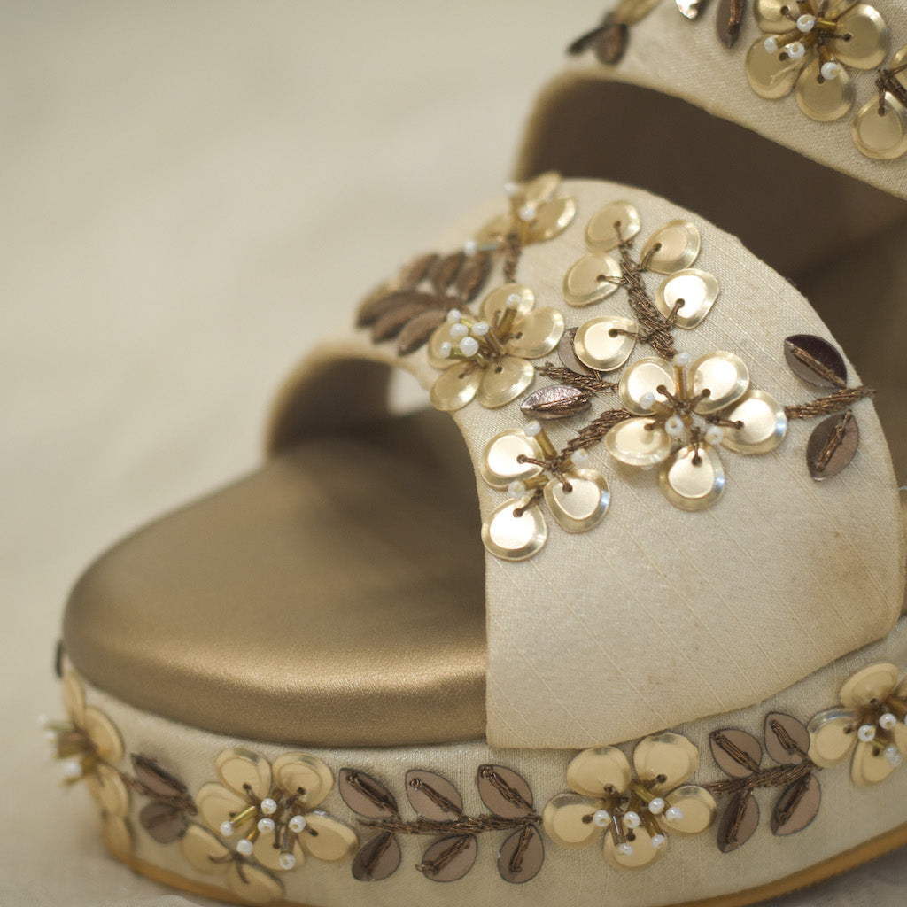 Neat embroidered wedges from Indian footwear designer