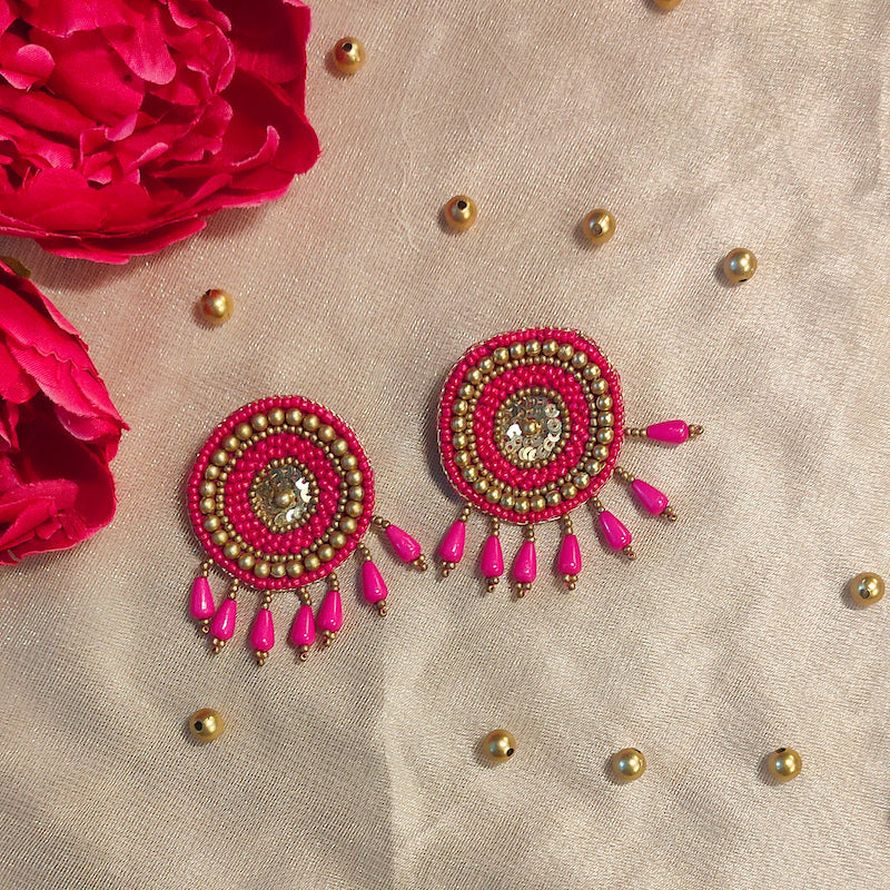 Mandala Beaded Sequins Earrings from a Haldi Set