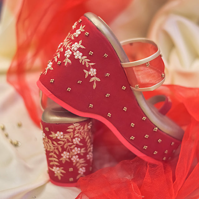 High Heel Red Wedges for Weddings 