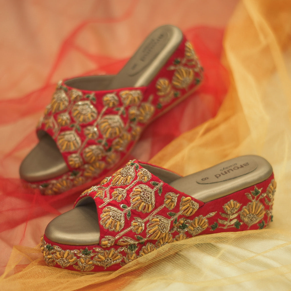 Red Bridal Wedges for Indian Weddings