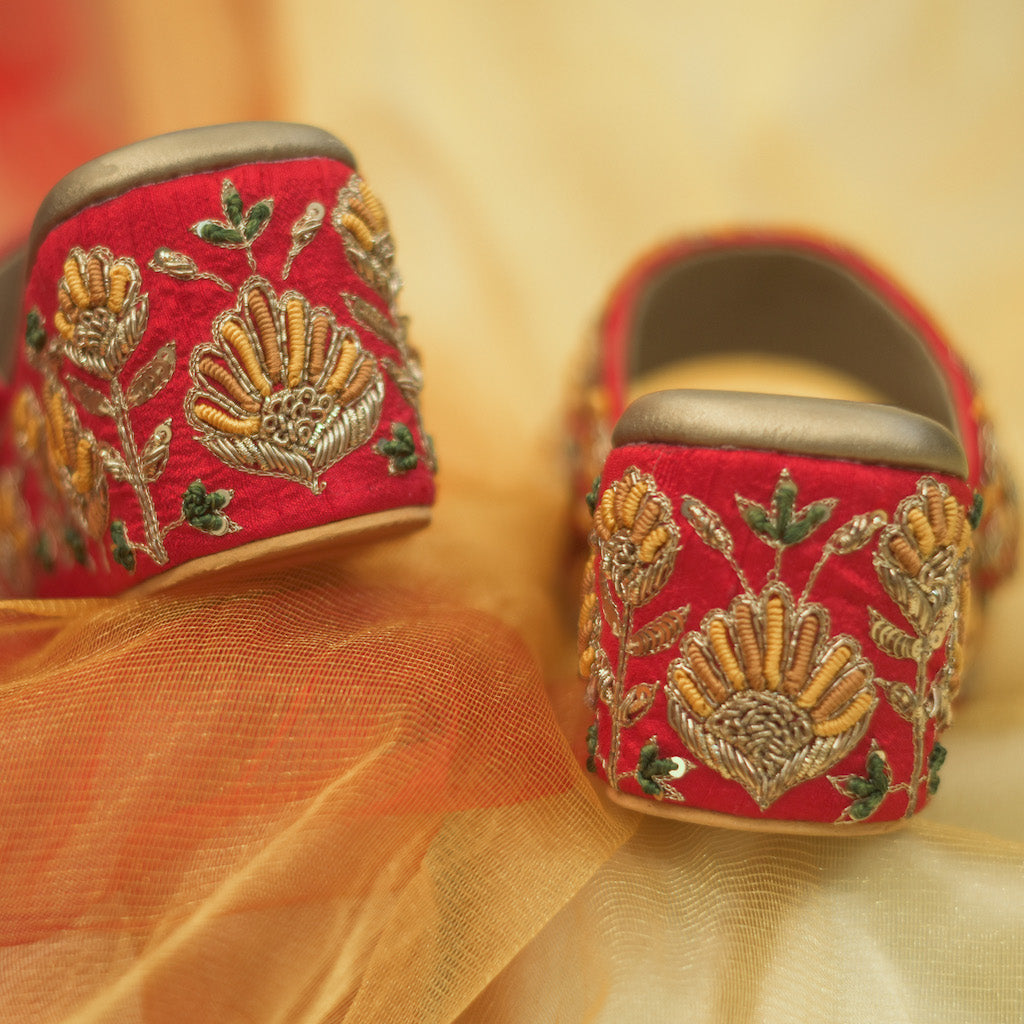 Zari Work Hand Embroidered Heels for Premium Wedding