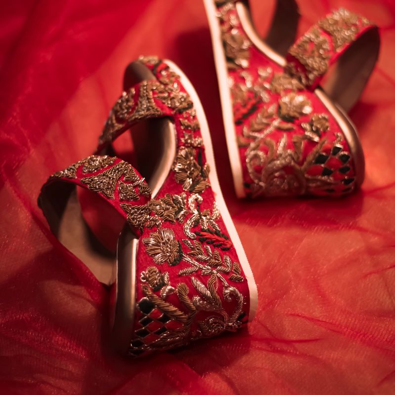 Lovely couture hand embroidered shoes for brides
