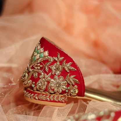 Red and Golden wedding footwear