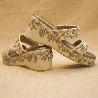 Golden platform heels for festivals and occasions