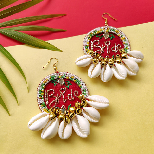 Beige Long Crystal Tassel Haldi Earrings main image 0
