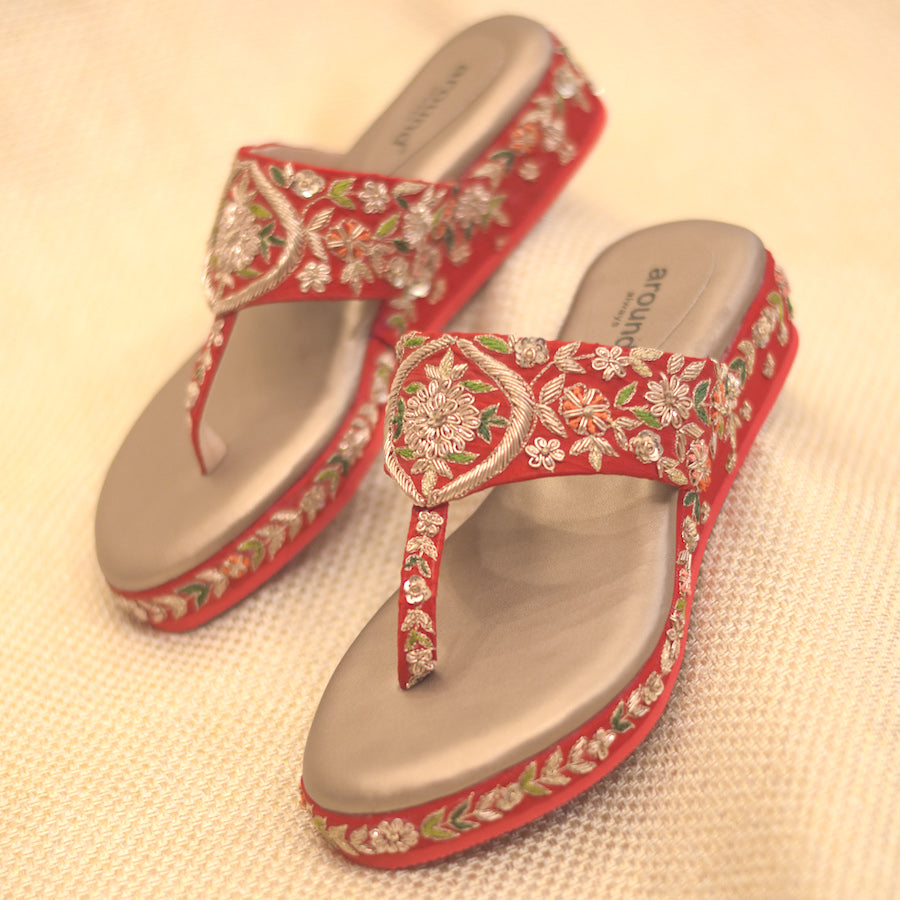 Embellished zardozi wedges for premium Indian bride