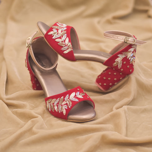Red Bridal Sandals for Wedding