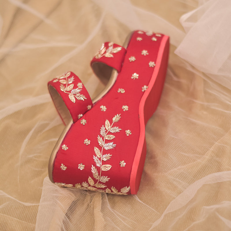 Embellished platform heels for NRI Indian bride