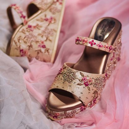 Peep Toe Bridal Shoes with Wedge Heel